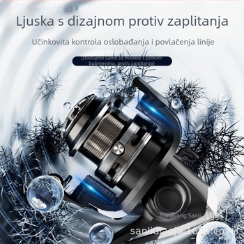 ASHCONFISH spining kolut za lov na mamce, metalna konstrukcija, zamjenjiva ručica lijevo/desno, 7+1 ležajeva