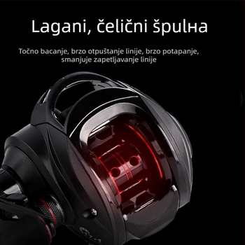 Mulinica za pecanje s magnetskom kočnicom, 18+1 ležajeva, metalna špulja, dugi hod