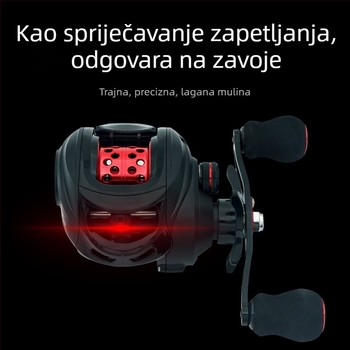 Mulinica za pecanje s magnetskom kočnicom, 18+1 ležajeva, metalna špulja, dugi hod