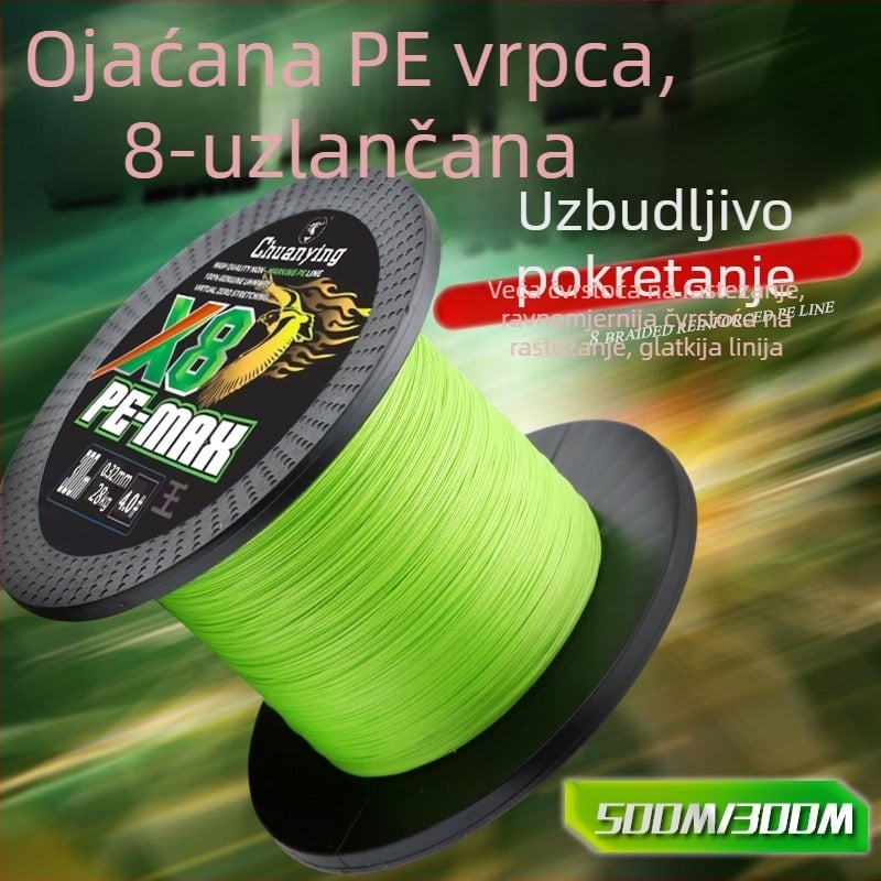 Boat Eagle 8-struk ojačana PE glavna linija za lov s mamcima, glatka, otporna na abraziju, dugi domet bacanja