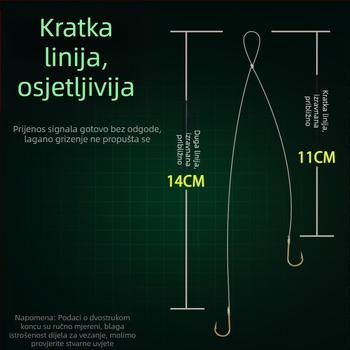 Thousand Carp podlinija, najlon, čvrsta, set dvostrukih udica, 10 kom