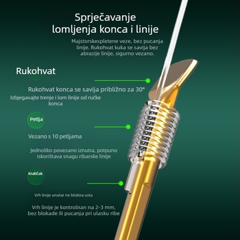 Thousand Carp podlinija, najlon, čvrsta, set dvostrukih udica, 10 kom