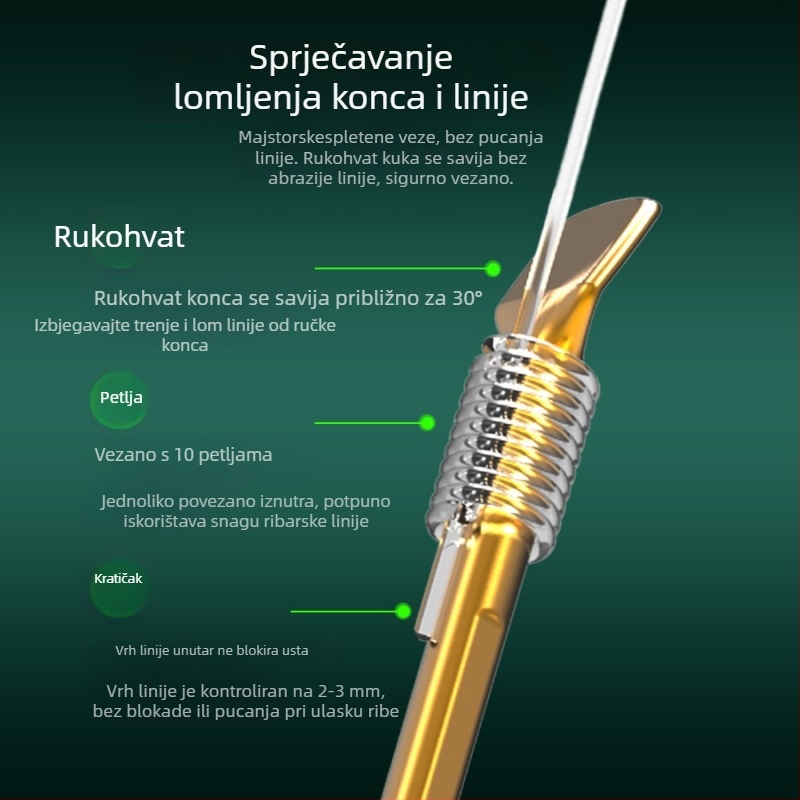 Thousand Carp podlinija, najlon, čvrsta, set dvostrukih udica, 10 kom