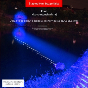 LED ribolovna lampica s četiri izvora svjetla, zumiranje, 360° okretanje, vodootporna, maksimalni domet 200-500 m