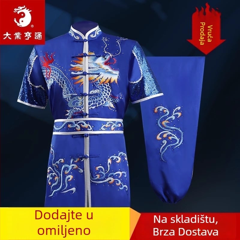 Tai Chi natjecna uniforma s izvezenim motivom, unisex, odrasli, poliester 100%