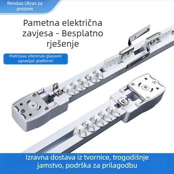 Aluminijska tračnica za zavjese, ravna tračnica, jednokolna i dvokatna, električna tračnica za zavjese, kompletni set inteligentne tračnice