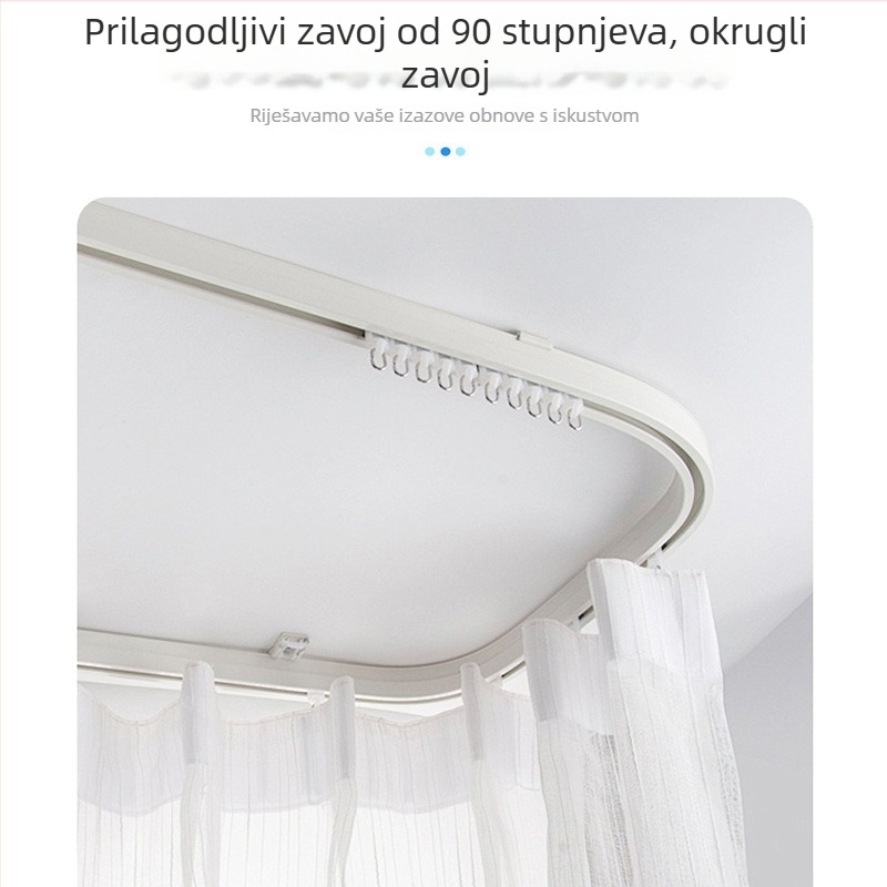 Aluminijska tračnica za zavjese, ravna tračnica, jednokolna i dvokatna, električna tračnica za zavjese, kompletni set inteligentne tračnice