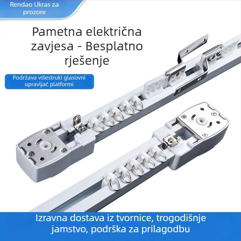 Aluminijska tračnica za zavjese, ravna tračnica, jednokolna i dvokatna, električna tračnica za zavjese, kompletni set inteligentne tračnice