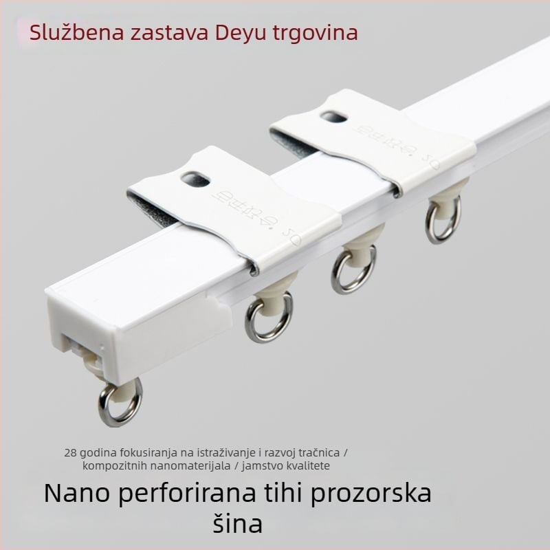 Deyu nano perforirana zavjesna šina — tiho klizanje, plastični materijal, moderni stil, bočni montaža za kutni prozor