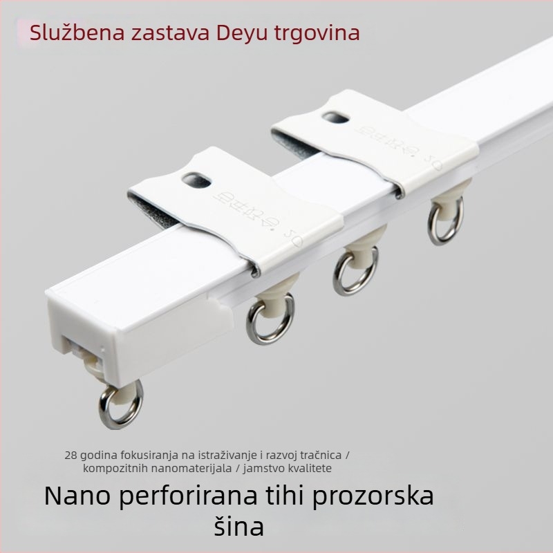 Deyu nano perforirana zavjesna šina — tiho klizanje, plastični materijal, moderni stil, bočni montaža za kutni prozor