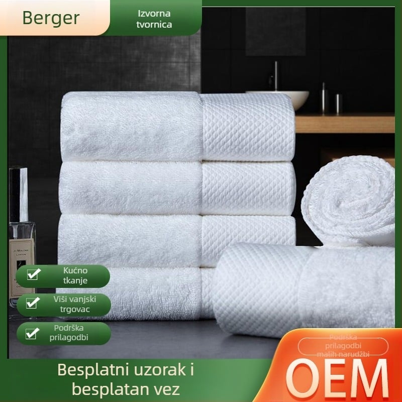 Hotelski ručnik od 100% pamuka, bijeli, 800 g, 16-s spiralna satenska pređa, s ušivenim logom