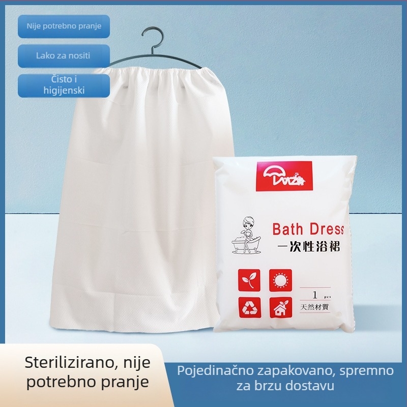 Jednokratni set za kupaonicu: preklop za tijelo i ručnik s tube-topom, od viskozne neprozivne tkanine; za odrasle, unisex; proljetna upotreba; dostupna privatna oznaka