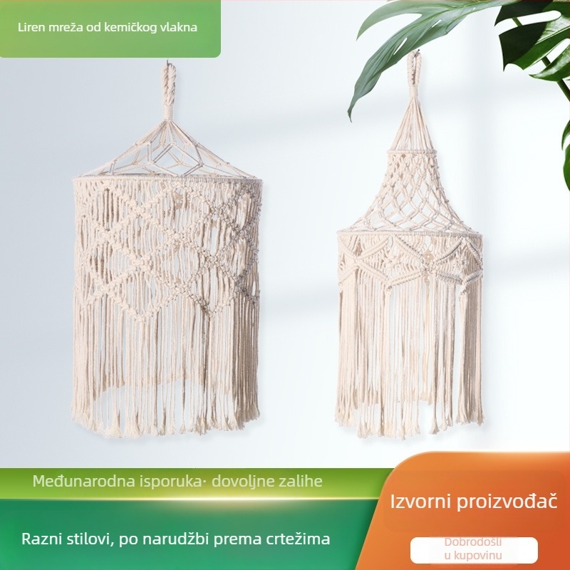 Ručni tkan lampion goblen od pamuka, boemski stil abažur za lustera s resicama