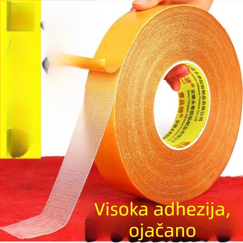 Dvostruka ljepljiva traka s tkaninskom podlogom, prozirna, odvojiva mreža, bez tragova.