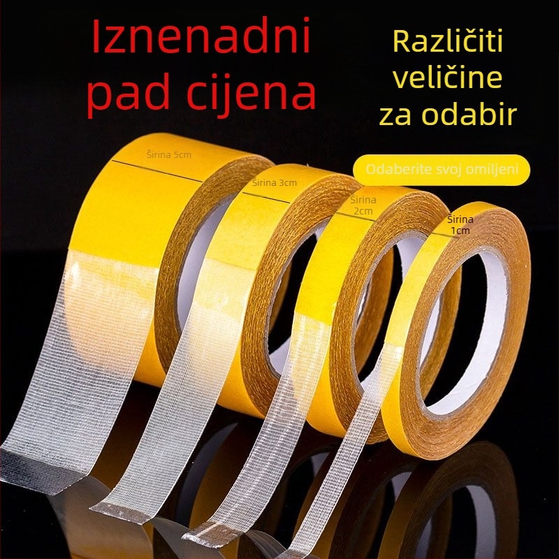 Dvostruka ljepljiva traka s tkaninskom podlogom, prozirna, odvojiva mreža, bez tragova.