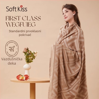 Kou qi koralna fleece deka za putovanje, auto i ured — cvjetni uzorak, 470 g poliestera, proljeće i jesen