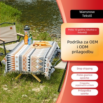 Vanjska RV putna stolna deka s geometrijskim uzorkom, materijal poliester–pamuk, 1000–1499 g, prilagodljiva obrada