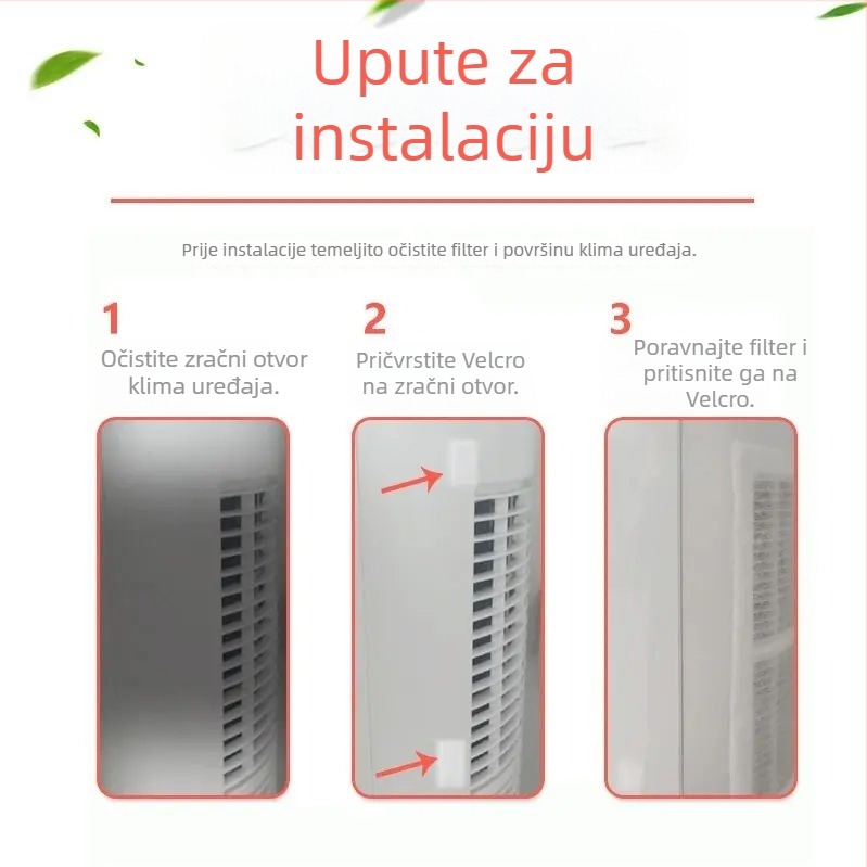 Vertikalna zaštitna filter-membrana protiv prašine za klima uređaj, netkane tkanine, paket od 3 komada, poklopac dovoda zraka, moderni minimalistički stil