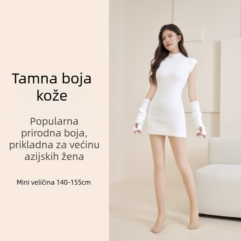 All-in-One tajice s fleecem, velur tkanina, mješavina najlona/poliester/spandeks, srednja gustoća, uži kroj, jesen-zima