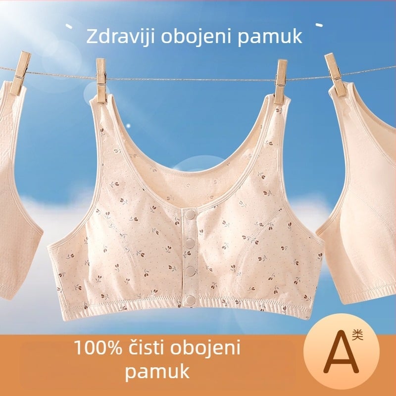 100% pamuk grudnjak-vest za zrelije žene, prednje kopčanje, pune šalice, tanke oblikovane čašice