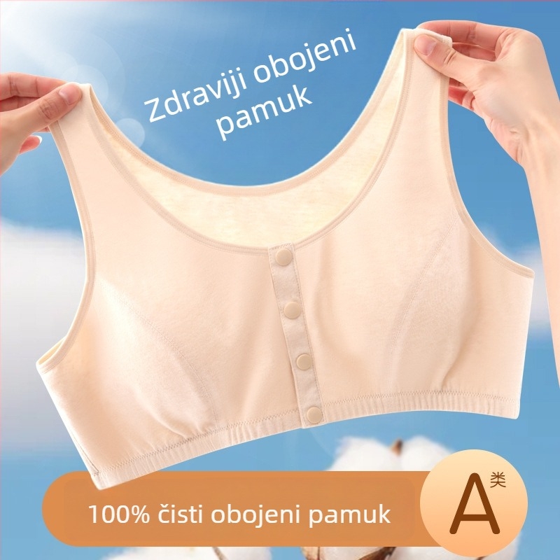 100% pamuk grudnjak-vest za zrelije žene, prednje kopčanje, pune šalice, tanke oblikovane čašice