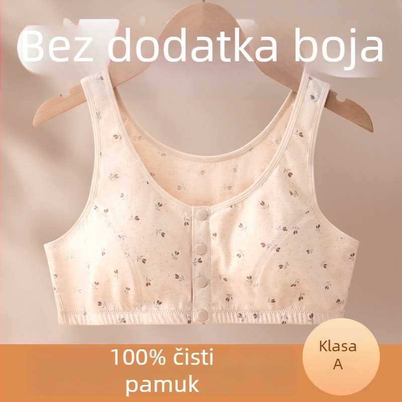 100% pamuk grudnjak-vest za zrelije žene, prednje kopčanje, pune šalice, tanke oblikovane čašice