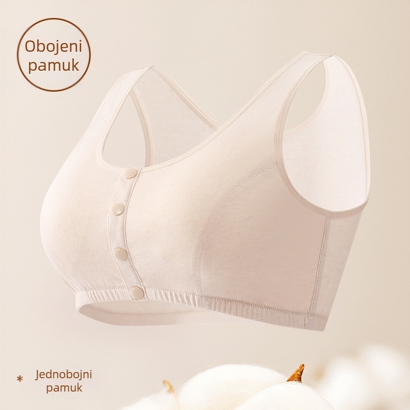 100% pamuk grudnjak-vest za zrelije žene, prednje kopčanje, pune šalice, tanke oblikovane čašice