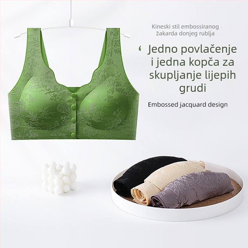 Biustonos-vest s prednjim kopčanjem, bezšivni, najlon — pune košarice, srednji oblik košarica