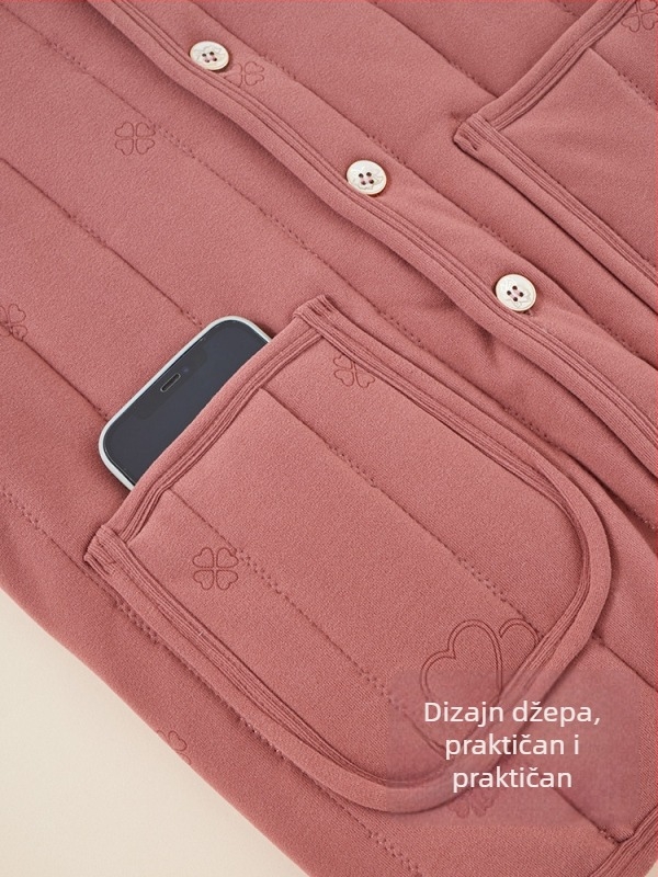 Vunena vest s flecom za srednju dob i starije osobe — Space Cotton tkanina, redovita duljina, 90–95% vuna, 90–95% poliester