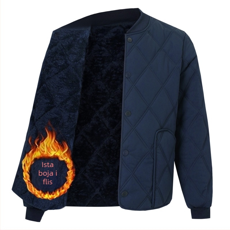 Muška pamučna vesta s fleece podstavom, kapuljačom, V-izrezom, zatvaračem, patch džepovima 3D