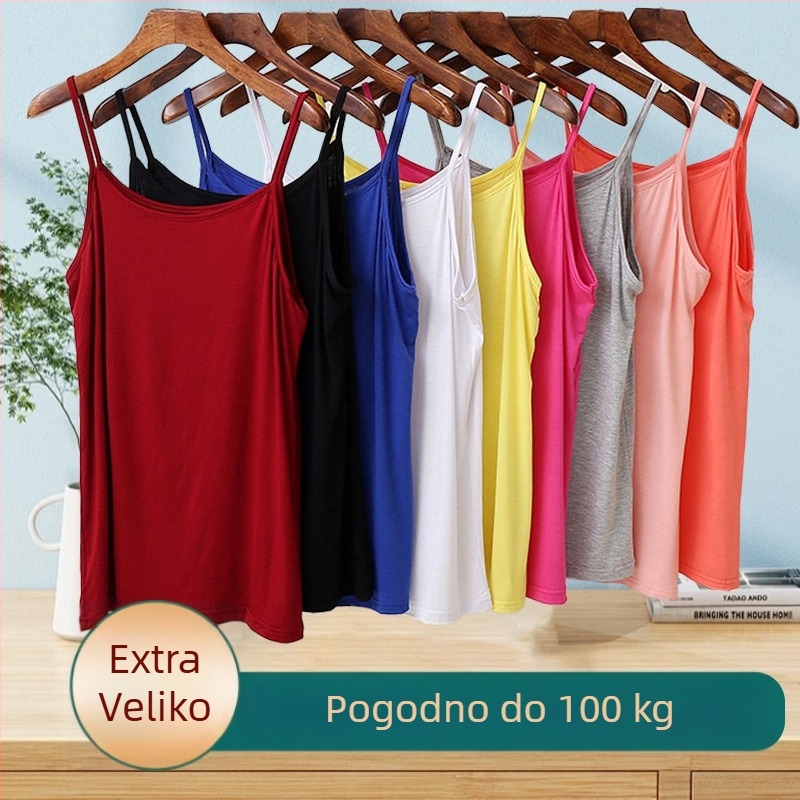 Modal top s naramenicama, bezšivna jednoplošna kroj, okrugli izrez, ljeto (80–90% modal, gustoća tkanine 181–200 g/m2)