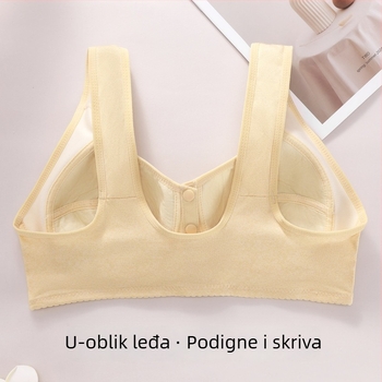 Gornji dio grudnjaka u stilu veste s prednjim kopčanjem, prozračni 3/4 košarice, tanke oblikovane košarice, fiksne dvostruke naramenice, poliester s mliječnim svilenim učinkom