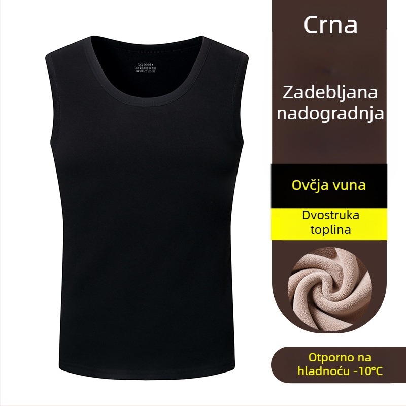 Zimska muška vesta s fleec podstavom, debela, bez rukava, osnovni toplinski sloj