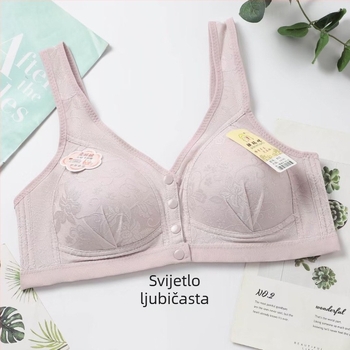Čipkasti grudnjak s prednjim kopčanjem, puni košarice, tanki oblikovani košarica, bez metalnih prstena, pamukasta podstava, fiksni dvostruki kaiševi, za dob 40–60