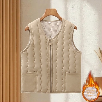 Vesta od perja i pamuka za jesen-zimu, bez rukava, topla vanjska odjeća za žene, elegantan gradski stil, jednobojna, duljina 50–65 cm