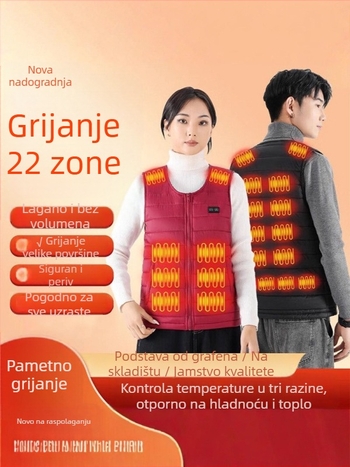 Inteligentno grijani prsluk za muškarce i žene, vanjsko električno grijanje, bez kapulje, fleec podstava, punjenje od pamuka