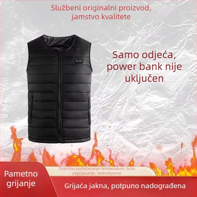 Inteligentno grijani prsluk za muškarce i žene, vanjsko električno grijanje, bez kapulje, fleec podstava, punjenje od pamuka