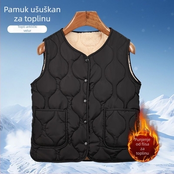 Ženski bezrukavni prsluk s flis podstavom, V-izrez, rayon tkanina, poliester punilo