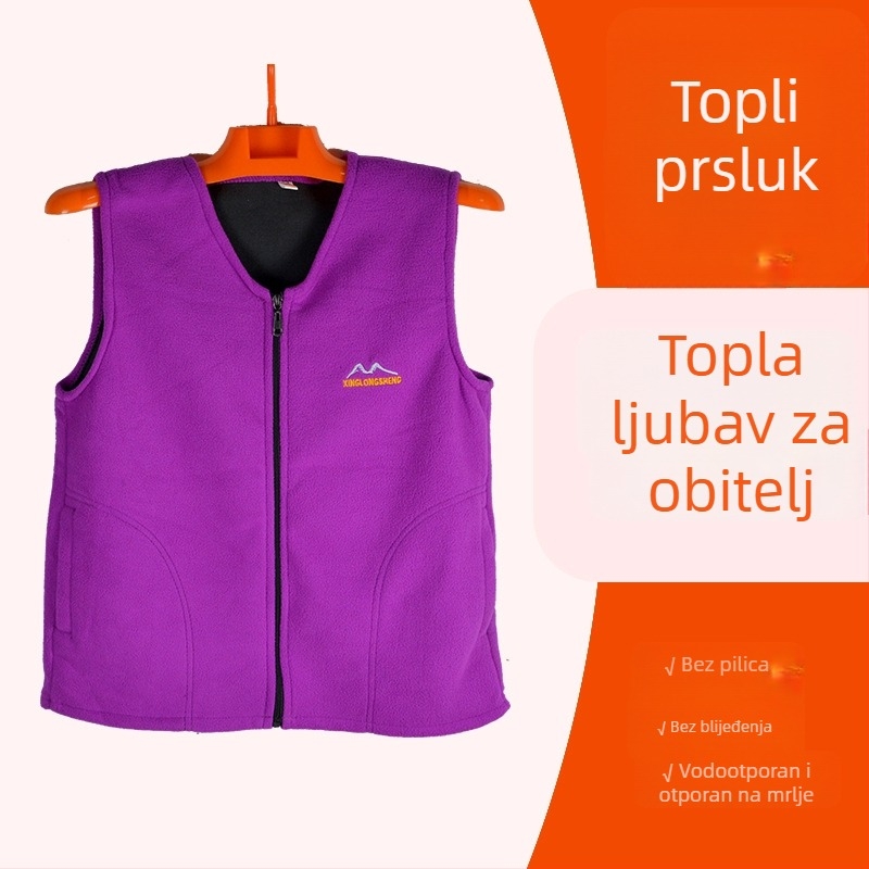Ženski polarfleece vest sa zatvaračem, 3D uzorak, punjenje od pamuka, glavni materijal 90–95% poliestera, zimska kolekcija 2022