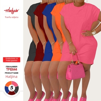 Haljina s A-linijskim krojem, okrugli izrez, kratki raglani rukavi, Milk Silk tkanina, midi dužina