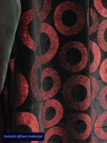 Baršunasta haljina, asimetričan slobodan kroj, dugi rukavi, jesen 2024, smjesa spandeksa