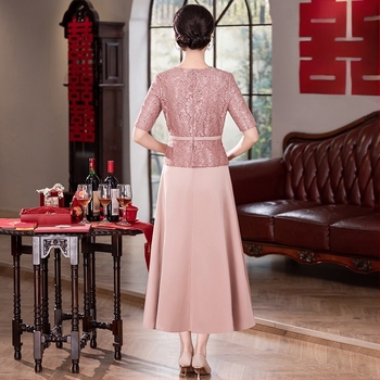 Elegantna haljina za majku mladenke, proljeće-ljeto 2025, duga, s izvezom, poliester, duljina 125 cm