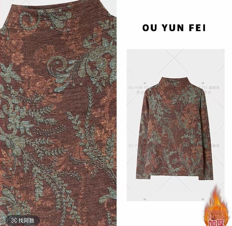 Ženska majica s polu-visokim ovratnikom, dugi rukav, jesensko-zimska, topla s flis podstavom, debeli osnovni top