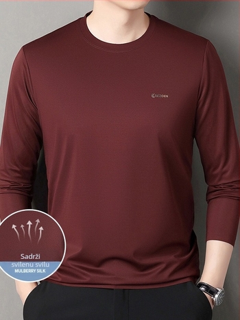 Dugom rukavima majica od smjese poliester/spandex/svila, ležerni kroj, okrugli ovratnik, za muškarce srednje dobi