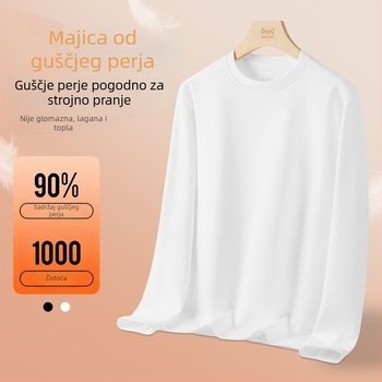 Majica s dugim rukavima od guščjeg perja, unisex, topla i s premium dojmom, osnovni sloj za jesen i zimu