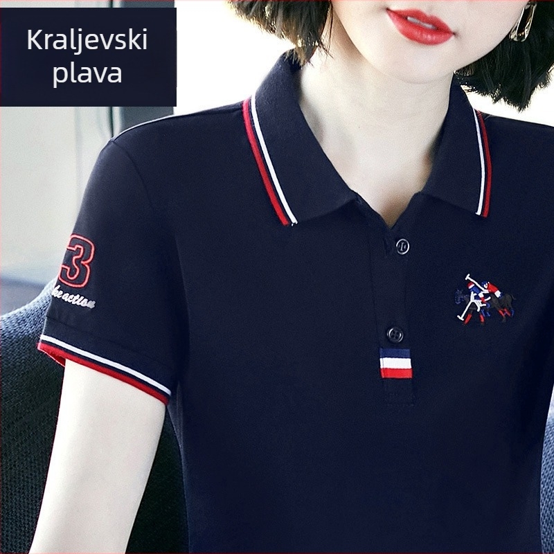 Polo majica kratkih rukava, pamuk-viskoza smjesa, otisak koláž dizajn, široki kroj