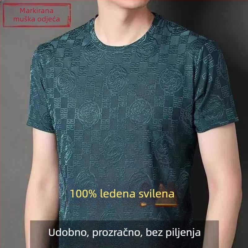 Muška lagano ljetna majica kratkih rukava s okruglim izrezom, poliester 96%+, geometrijski uzorak