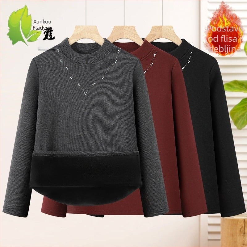 Termalna baza s flis podstavom, dugi rukavi, polukragen, poliester >95%, elegantan gradski stil