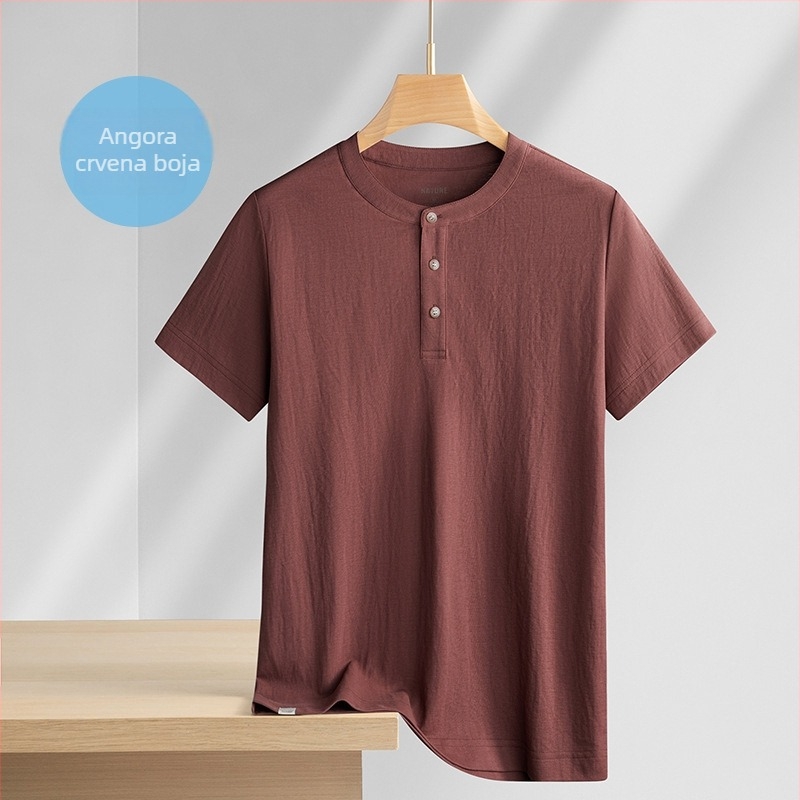 Muška lanena majica s slobodnim krojem, okrugli izrez, kratke rukave, ljeto