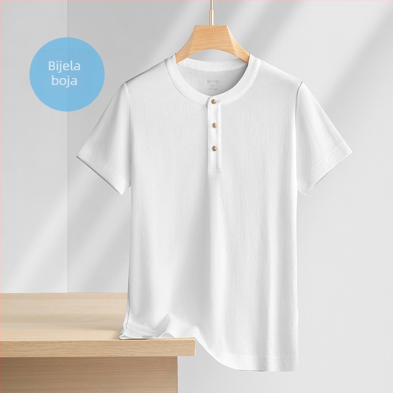 Muška lanena majica s slobodnim krojem, okrugli izrez, kratke rukave, ljeto